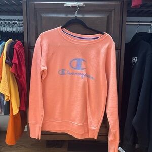 Champion Coral Sweatshirt with Blue Logo